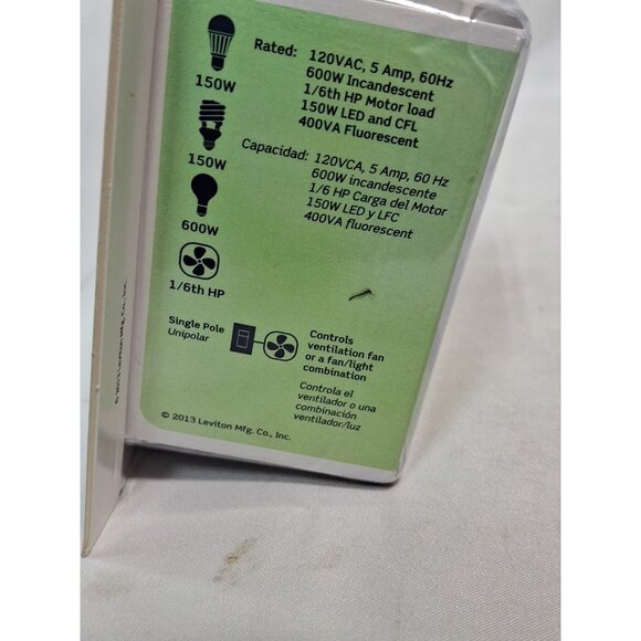 Leviton Decora Humidity Sensor/Fan Control IPHS5, White, - Picture 8 of 8